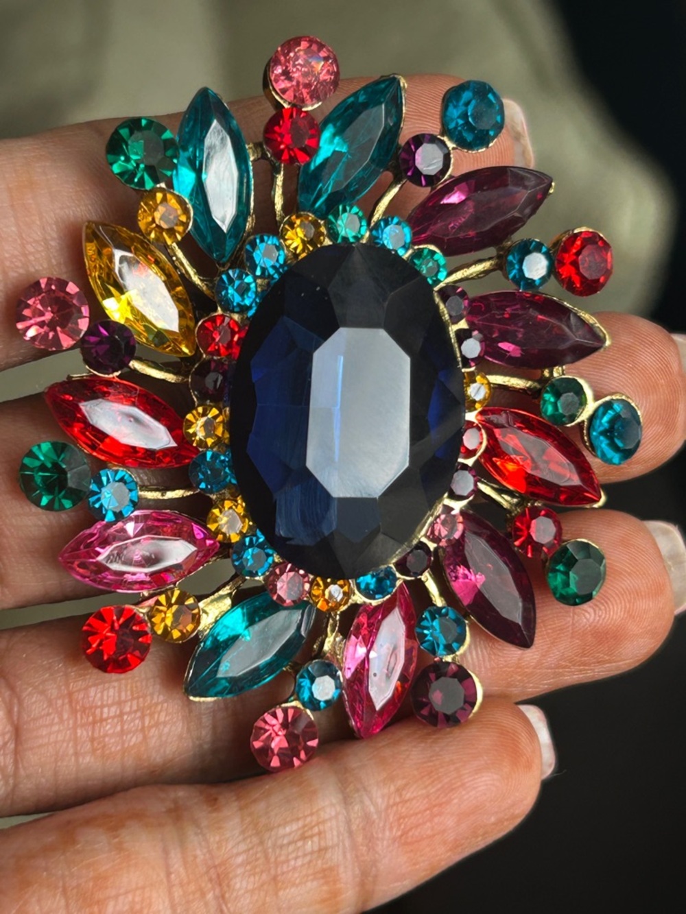 Multicolor Crystal Statement Brooch